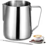 Milchkännchen - 350ml/12oz Milchkanne Edelstahl mit Messung Mark Und Latte Art Pen, Kaffee Creame...
