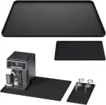 Kaffeemaschine Abtropfmatte aus Silikon,40x60cm Kaffeemaschinen-Silikonmatte mit 19x40cm Abtropfmatte Spülbecken-Trockenmatte Hitzebeständig Rutschfest, 2en1 Silikonmatte unter Kaffeemaschine (Schwarz