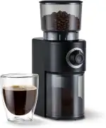 Tchibo elektrische Kaffeemühle, Edelstahlmahlwerk, 26 Mahlgradeinstellungen, Schwarz/Silber