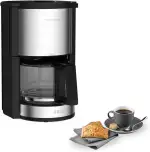 Krups KM3210 Pro Aroma Plus Filterkaffeemaschine, 10 Tassen, 1,25 L, 30-Minuten-Warmhaltefunktion, sichtbares Wasserstands Fenster, Tropfstopp-System, Schwarz mit Edelstahlapplikationen