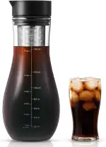 1,5L Kaffeebereiter für Cold Brew, Kaltbrüh-Kaffeemaschine mit luftdichtem Deckel Eiskaffee-Glaskrugbrauer Kaltbrühteekanne, trinkfertig Eiskaffeekrug Heißer Tee Fruchtgetränke-Brüheinheit Set