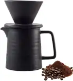 500ml Kaffeefilter Porzellan Mit Tasse, Klein Pour Over Kaffeebereiter Mit Keramikbecher, Kaffeekanne Mit Filter, Pour Over Kaffee-Tropfer, Kaffeefilter Wiederverwendbar (Schwarz)