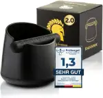 Barista Legends® Abklopfbehälter für Siebträger mattschwarz - Knock Box für Kaffeesatz mit spezieller geräuschabsorbierender Schlagstange - Abschlagbehälter für dein Barista Zubehör.