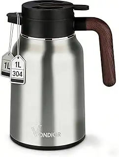 Vondior Thermoskanne 1L, Isolierkanne aus 304 Edelstahl, Vakuumkanne für 36 Stun
