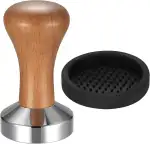 51mm Kaffee Tamper, Espresso Tamper für Kaffee, Edelstahl Kaffeestampfer, 51mm Stempel Stampfer Set mit Holzgriff für Espressomaschine, Cafes und Kaffeeliebhaber