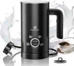 Homesuit Milchaufschäumer Elektrisch 4-in-1, 150-620ml, 500 Watt, Kakaomaschine, Milchkocher, Kabelloser Milchbehälter für Milchschaum Heiss, Kalt, Heiße Schokolade, Automatische Abschaltung, Schwarz