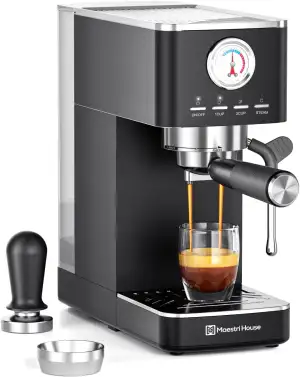 Maestri House Espressomaschine 20 Bar ULKA Pumpe, Kaffeemaschine mit Milchaufsch