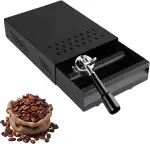 Kaffee Klopf Box Behälter, Edelstahl Kaffeemühlen Klopf Box, Schublade Verdickter Espresso mit Abnehmbarer Klopfstange für Cafés, Restaurants oder Bars, 28 x 18 x 6.3cm (Schwarz)