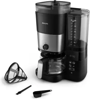 Philips All-in-1 Filterkaffeemaschine - integriertes Kegelmahlwerk für frisch ge