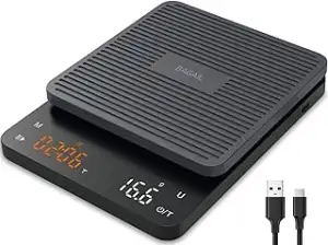 Bagail Digitale Kaffeewaage mit Timer 0,1 g Hochpräzise Elektronische Küchenwaag