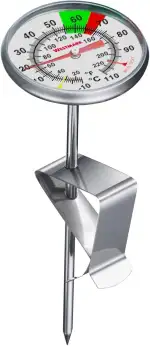 Westmark Milch-Thermometer – praktisches Küchenthermometer zum optimalen Aufschäumen von Milch, leckerer Milchschaum für Kaffee, Barista-Thermometer mit Clip – Edelstahl