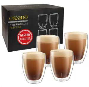 Creano PREMIUM doppelwandige Trinkgläser 400ml - 4er Set - OHNE versiegeltes LOC