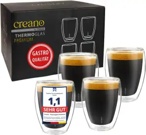 Creano PREMIUM doppelwandige Trinkgläser 250ml - 4er Set - OHNE versiegeltes LOC