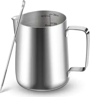 Milchkännchen, 350ml Milchkännchen Edelstahl mit Messung Mark, Barista Zubehör, 