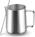 Milchkännchen, 350ml Milchkännchen Edelstahl mit Messung Mark, Barista Zubehör, Milchkanne für Cappu