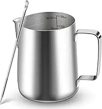 Milchkännchen, 350ml Milchkännchen Edelstahl mit Messung Mark, Barista Zubehör, Milchkanne für Cappu