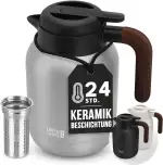 LEBENLANG Thermoskanne 1,5L Keramikbeschichtung - Inkl. Teesieb I 24h Heiß I Kaffeekanne Kaffee & Teekanne mit Siebeinsatz I Thermo Isolierkanne Tee Termoskakanne Thermoskannen 1 5 Liter