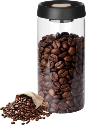 Kaffeedose 1800 ml, Vakuum-Kaffeedose aus Borosilikatglas Kaffeebohnenbehälter, 