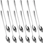 12 Stück Lange Löffel Latte Macchiato,20cm Cocktail Löffel Lang,Eislöffel Lang,Löffel Langstielig,Longdrinklöffel,Lange Löffel Edelstahl für Eiskaffee Eisbecher Milchshake Desserts,Spülmaschinenfest
