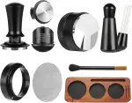 WDT Espressomaschinen-Zubehör-Set, Kaffeestampfer mit Holz-Espresso-Stopfstation, Verteiler, Rührer, Dosiertrichter, Bürste, Pucksieb (54 mm)