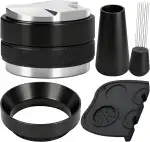 Y-Step Siebträger Zubehör, 51mm Barista Zubehör, Enthält Coffee Distributor and Tamper Leveler, WDT Tool, Dosierring und Silikon tampermatte, Espresso Set für Siebträgermaschine