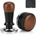 Kaffeetamper Set 58 mm aus Edelstahl – Espresso Tamper mit Holzgriff, Espressopulver-Distributor & Silikon-Tampingmatte, Barista Zubehör für 58-mm-Siebträger