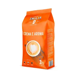 EMILIA Crema e Aroma Kaffeebohnen, 1 kg, Stärke 3/5, ganze Bohnen für Kaffeevollautomat & Siebträger