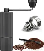 Manuelle Kaffeemühle, Handkaffeemühle mit 30 Einstellbaren Stufen, Kaffeemühle Manuell mit Edelstahl Kegelmahlwerk für Espresso, French Press, Pour Over, 30g Kapazität für Reisen, Camping Büro
