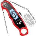 Fleischthermometer Digital, Sofort Lesen Bratenthermometer Ofenthermometer, Externe Lange Sonde mit 102cm-Edelstahlkabel, Zeigerthermometer, Backofenthermometer für Küche, BBQ, Ofen, Backen