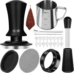 Y-Step Kaffee Tamper 51mm Set, 25-teiliges Barista Zubehör Set mit Dosierring 51mm, Puck Screen 5...