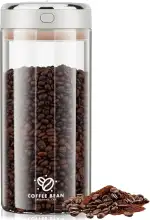 1700ML Vakuum Kaffeedose, Kaffeebehälter Luftdicht mit Auslassventil und Datumsanzeige, Kaffeebohnen Behälter Transparent Glas Kaffee Dose, Vakuum Aufbewahrung für Kaffeebohnen, Zucker, Tee, Nüsse