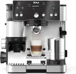 Ninja Luxe Essential 2-in-1-Kaffeemaschine mit Mahlwerk und Aufschäumer für Latte, Cappuccino & Espresso, einfache Handhabung, 2 Voreinstellungen zum Aufschäumen, Silber, ES501EU