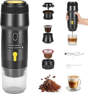 Mini Kaffeemaschine für unterwegs, 3 in 1 Akku Kaffeemaschine mit USB, Tragbare 
