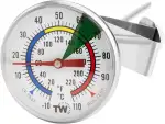 Thermometer Milch für Kaffee mit 175 mm Edelstahlsonde Kaffee Thermometer mit Clip Professionelles Barista-Milchtemperatur-Aufschäumthermometer
