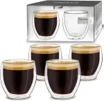 Creano doppelwandige Espresso-Gläser, 4er-Set 100ml Thermo-Gläser mit Schwebe-Effekt