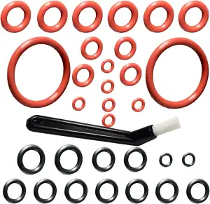 30 Stück Dichtungsringe O-Ringe für Philips Saeco + Reinigungsbürstenset, VMQ Silikon Dichtungsset für Kaffeevollautomat Brühgruppe Dampfventil Auslaufventil Ersatzteile