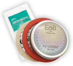 IMS Precision Duschwand für E61 Espressomaschinen von E&B, Lab E61200RNT. Nanotech, verstärkt, inkl. Cafelat-Dichtung, 8 mm, Silikonfett, Papierscheibe