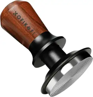 KOFIKOFI 58mm Kaffee Tamper mit Doppelfeder 30lbs Anpressdruck Kaffeemehlpresser Base Ripple Kaff...