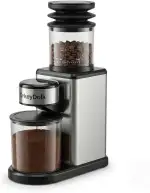 Elektrische Kaffeemühle mit Kegelmahlwerk, 25 Mahlgrade, für Espresso, Filter & Mokka, Leise Kaffeemühle mit 2–12 Tassen, Edelstahl-Mahlwerk, LED-Display