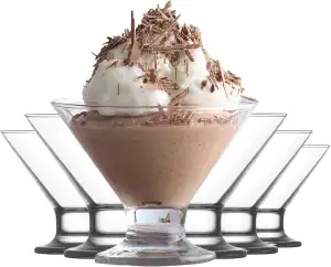 Eisbecher Glas Set, Eiscremegläser (6, 165 ml), Dessertgläser mit Fuß, Dessertsc