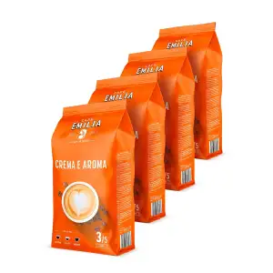 EMILIA Crema e Aroma Kaffeebohnen 4x1kg – Premium Kaffee Ganze Bohnen – Mittlere