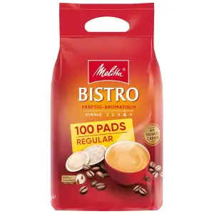 Melitta Café Bistro Röstkaffee in Kaffee-Pads, 100 Pads, Kaffeepads für Pad-Masc