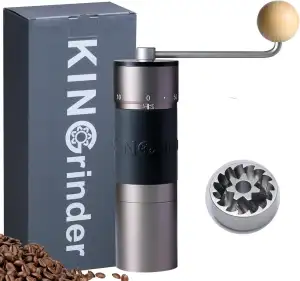 【Eisengrau】KINGrinder K6 Manuelle Kaffeemühle mit 200 einstellbaren Mahlgraden f