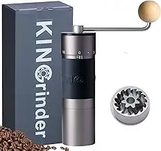 【Eisengrau】KINGrinder K6 Manuelle Kaffeemühle mit 200 einstellbaren Mahlgraden für Aeropress, Fre...