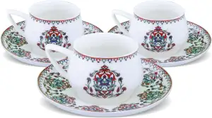 KARACA Nakkaş Türkische Kaffeetassen Set Für 6 Personen, 12 Teiliges, 90 ml, 6x 