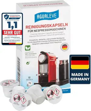 AGUALEVE® Nespresso Reinigungskapseln 12 Stück **NEU** | für alle Nespresso Maschinen bis auf Vertuo-Linie geeignet | Markenqualität Made in Germany | 360° Reinigungsformel