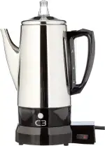 C3 Perkolator Basic - kabelloser, elektrischer Kaffeebereiter für 2 bis 6 Tassen, Edelstahl, silber