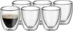 WMF Kult doppelwandige Espressotassen Glas Set 6-teilig, doppelwandige Gläser 80ml, Schwebeeffekt, Thermogläser, hitzebeständiges Espresso Glas