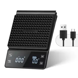 bemece USB Wiederaufladbare Kaffeewaage, Hochpräzise 3KG/0,1g Kaffee Waage mit Großem Display, Ka...
