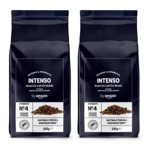 by Amazon Intenso Kaffeebohnen, Leicht Geröstet, 1kg (2 Packungen à 500g) – Rain